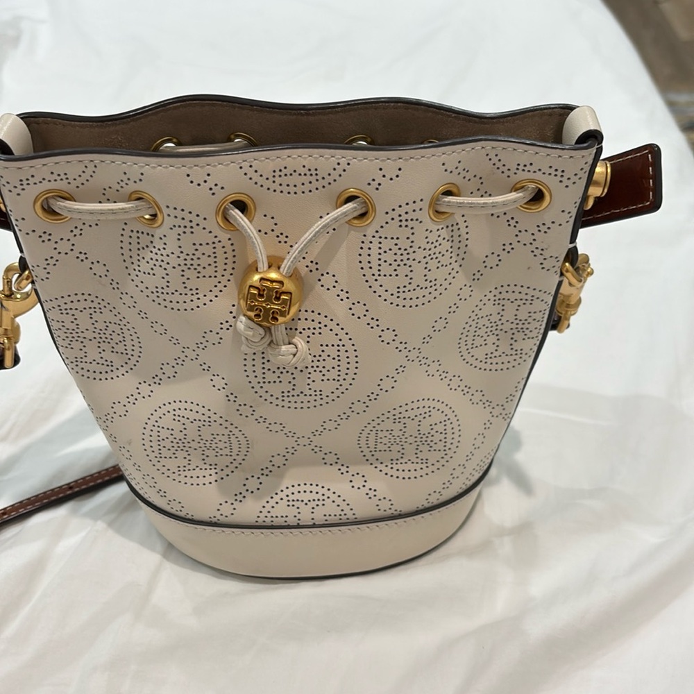 Tory Burch Mini T Perforated Bucket Bag